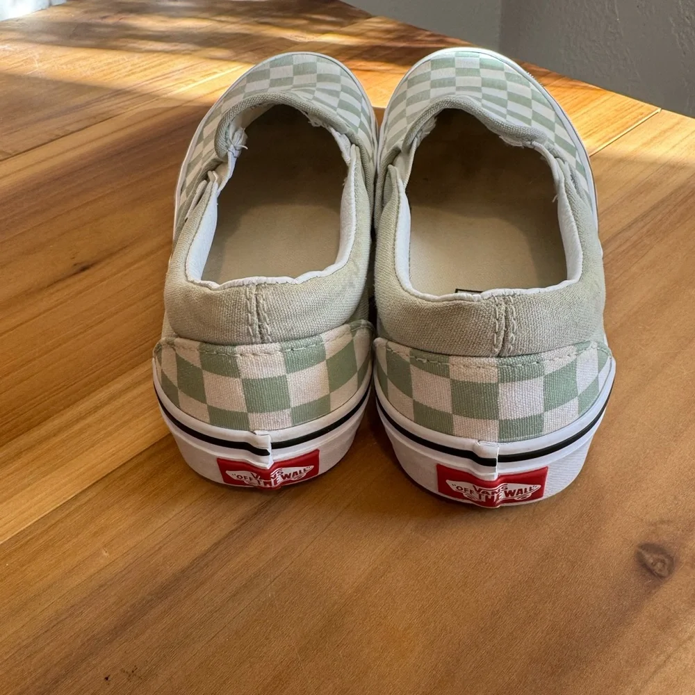 Vans Green and White Checkered Slip-Ons - Picture 3 of 7